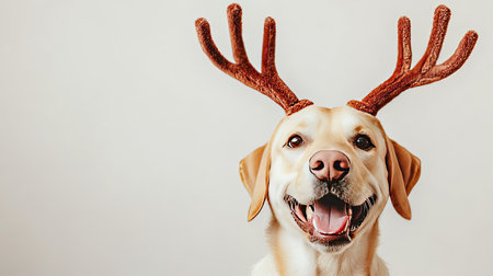 Happy Labrador Dog with Deer Antlers Headbandの素材
