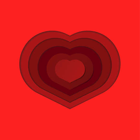 Paper art of red heart, love or valentines day concept, vector illustration. Red paper hearts paper cut Love invitation card. Be my valentineのイラスト素材