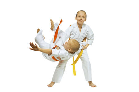 Children are training judo throwsの写真素材