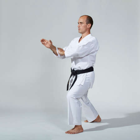 The block is trained by the sportsman in the formal karate exerciseの写真素材