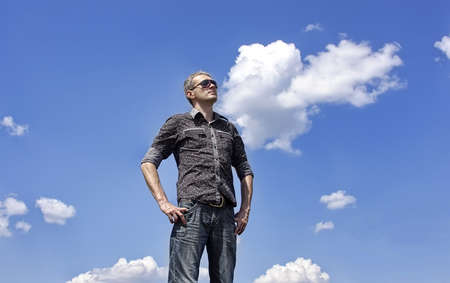 The free person on a background the skyの写真素材