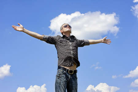 The free person on a background the skyの写真素材