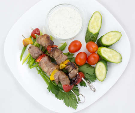 Souvlaki with Tzatzikiの写真素材