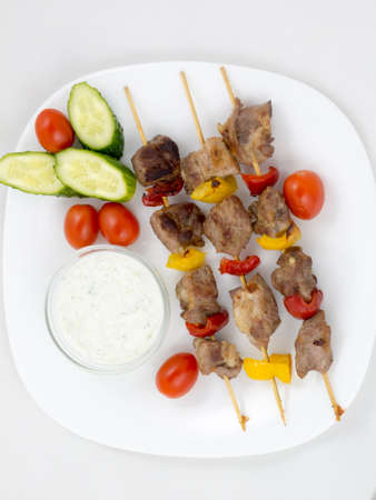 Souvlaki with Tzatzikiの写真素材