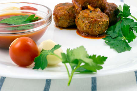 Meatballs with tomato sauceの写真素材