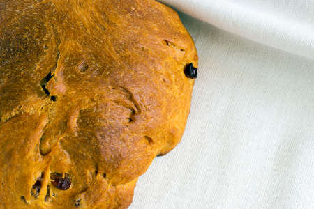 Easter cake on cloth napkinの写真素材