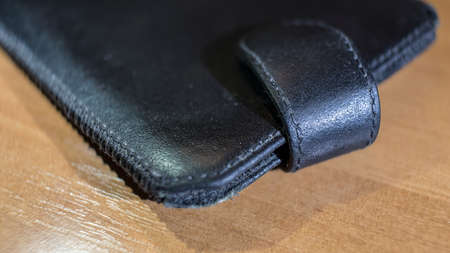 Leather case for mobile phone close-up