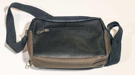 Leather male purse isolated on white backgroundの写真素材