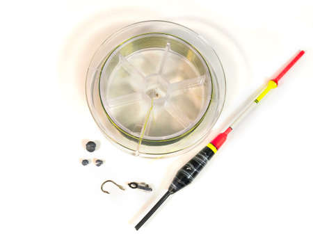 Line, sinker, float, hook. Isolated.の写真素材
