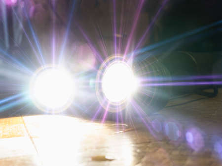 The huge powerful flashlight for spearfishing shining on cameraの写真素材