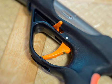 The handle of the underwater gun closeup