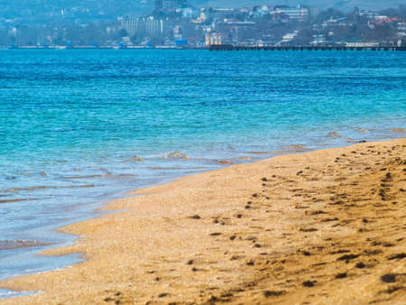 The beautiful sand and clear water of the seaの写真素材