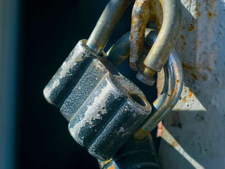 Old big locks on the garage door