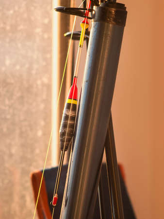 An interesting float, fishing rod and fishing reelの写真素材