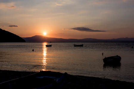 The sunset in the Greek Bayの写真素材
