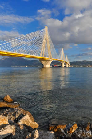 Cable-stayed bridge in Patraの写真素材