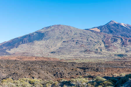 Lava is stuck at the foot of the volcanoの写真素材