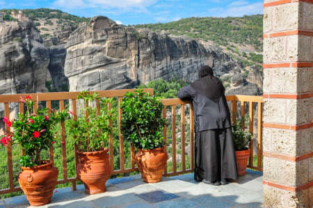 On the balcony of the monasteryの写真素材