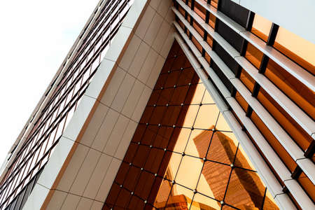 Modern business buildings. The exterior of the building is made of metal and glass. Moscow.