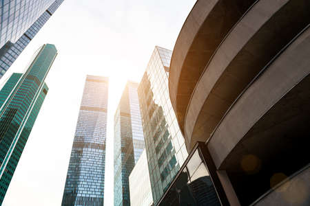 Modern business buildings. The exterior of the building is made of metal and glass. Moscow.の写真素材