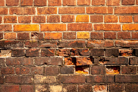 Texture and background from the wall of old red bricks.の写真素材