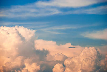 Large, beautiful, thunderclouds at sunset.の写真素材