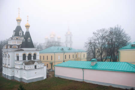 Two ancient churches of the Elizabethan Church and the Assumption Cathedral in the Dmitrov Kremlin.