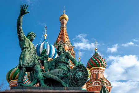 Monument to Minin and Pozharsky, Cathedral of Vasily the Blessed. Moscow.の写真素材