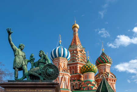 Monument to Minin and Pozharsky, Cathedral of Vasily the Blessed. Moscow.の写真素材