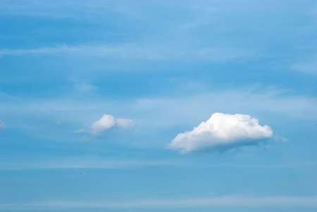 Blue sky background with tiny clouds.