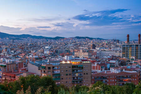 Barcelona is the capital of Catalonia. Evening city at sunset.の写真素材