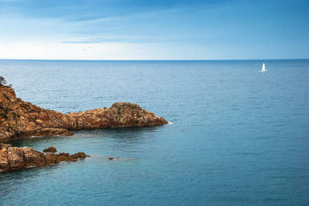 Tossa De Mar, Catalonia, Spain. Picturesque Costa Brava coast with beautiful beaches and clean turquoise water.の写真素材