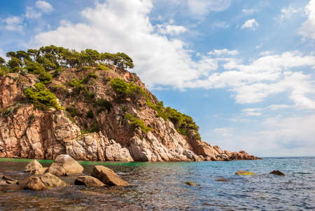 Tossa De Mar, Catalonia, Spain. Picturesque Costa Brava coast with beautiful beaches and clean turquoise water.の写真素材
