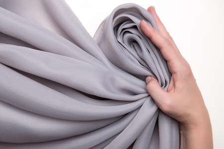 Silk fabric, organza "Carolina", colors gray.の写真素材
