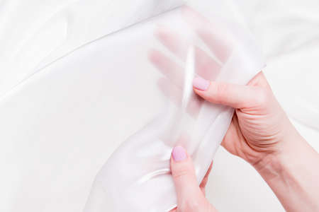 Silk fabric, pearl organza, milk color.