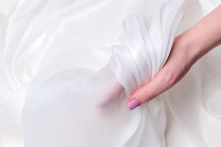 Silk fabric, matte organza, milk color.の写真素材