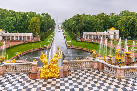 Saint Petersburg, Russia - August 2022: Grand Cascade of Peterhof Palaceのeditorial素材