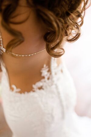 Bride from the back in a wedding dress.の写真素材