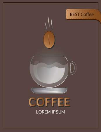 Transparent cup design, coffee-themed poster.のイラスト素材
