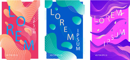 A set of posters. Abstract colorful background of liquid and fluid colors for poster design. Blue,...