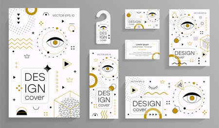 Brochures with memphis design elementsのイラスト素材