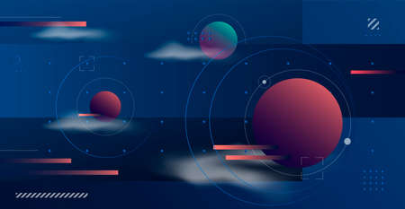 Vector illustration of space, planets and galaxy for poster, banner or background. Abstract drawings...
