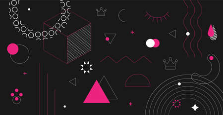 Background with memphis design elements. Form Geometric Line Shapes.のイラスト素材
