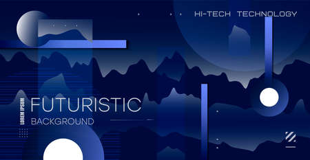 Abstract space background with the image of the planets, geometric shapes background. Futuristic...