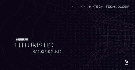 Futuristic background with funnel in space. Technical design, open space with funnel-shaped geometric lines. Wireframe space tunnel. Vectorのイラスト素材