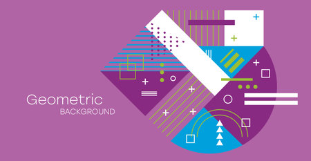 Geometric background. Bauhaus, Memphis minimalist retro poster graphic vector illustration. Abstract trendy pattern with multicolored geometric shapes.のイラスト素材