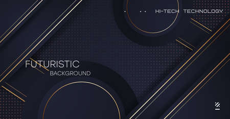 Elegant futuristic background. Abstract background of circles and triangles on a corrugated background. Suitable for wall poster, poster, ui, cover, banner, social media.のイラスト素材
