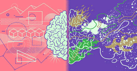 Retro Background, Cover, Poster Template Hippie Style from the 1960s. Psychedelic stylized design, bright color vector illustration.のイラスト素材