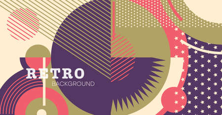 Retro Background, Cover, Poster Template Hippie Style from the 1960s. Psychedelic stylized design, bright color vector illustration.のイラスト素材