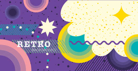 Retro Background, Cover, Poster Template Hippie Style from the 1960s. Psychedelic stylized design, bright color vector illustration.のイラスト素材